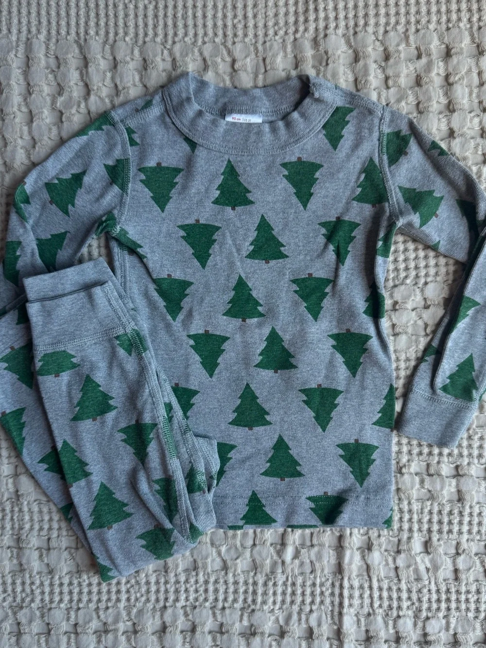 Hanna Andersson Long Johns- Gray with Green Tree Print